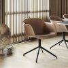 Muuto FIBER ARMCHAIR SWIVEL BASE Krzesło Obrotowe Białe - Siedzisko Tapicerowane Szarą Tkaniną Remix 133 / Metalowa Rama